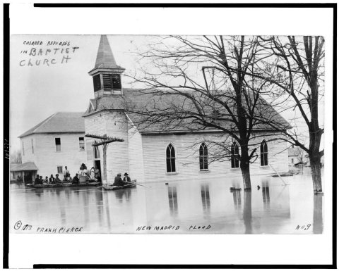 New Madrid flood. Colored refugees in Baptist church