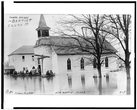 New Madrid flood. Colored refugees in Baptist church
