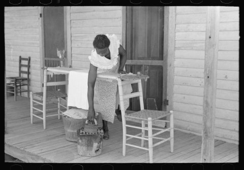 Housewife ironing
