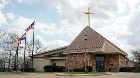 St. Patrick Catholic Church, which sits adjacent to the National Shrine of Mary, Mother of the Church monument and grou…