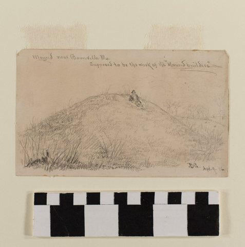 Pencil Drawing of a Mound Near Boonville, MO by A.B. Greene