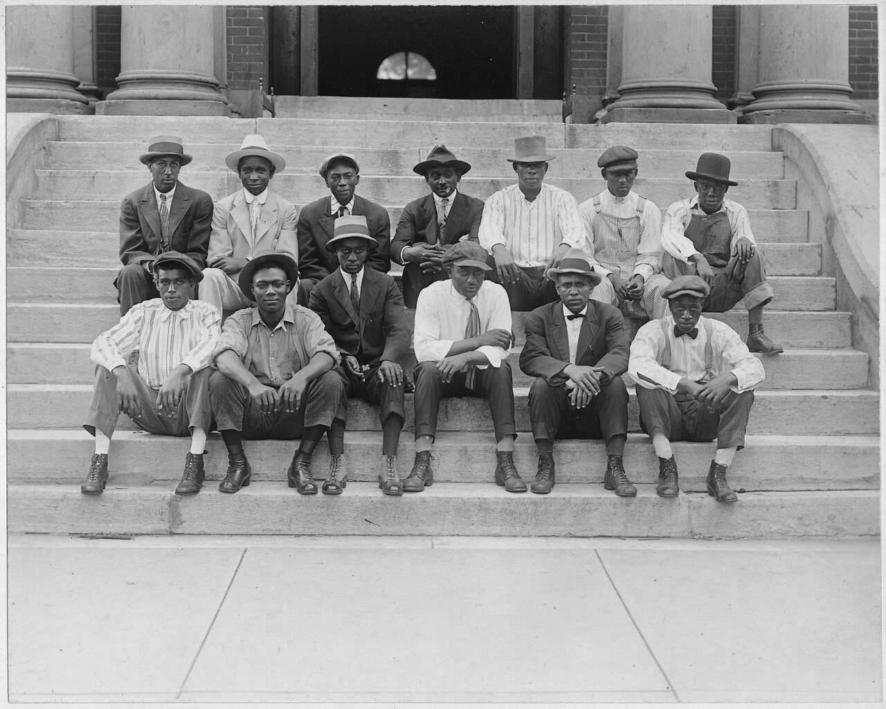 Marshall, Saline County, Missouri in the war. Twelve [African American] men who left for Camp Funs