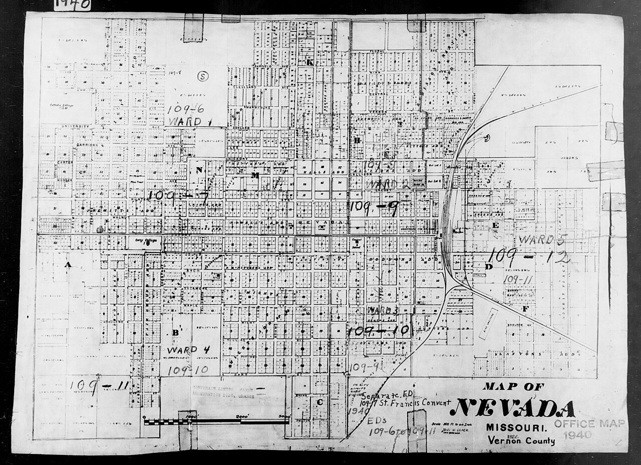 1940 Census Enumeration District Maps - Missouri - Vernon County - Nevada - ED 109-6A, ED 109-6B, ED 109-7, ED 109-8, E…