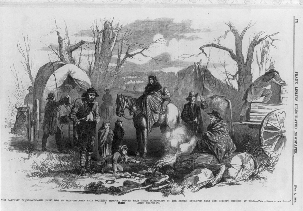 The campaign in Missouri - the dark side of war - refugees from southern Missouri, driven from their homesteads by the …