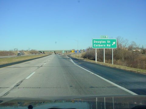 Interstate 470 East at Exit 9, Douglas St, Colbern Rd exit (2002)