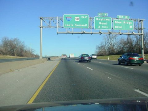 Interstate 470 & US 50 East at Exit 1C, Blue Ridge Blvd exit (2002)