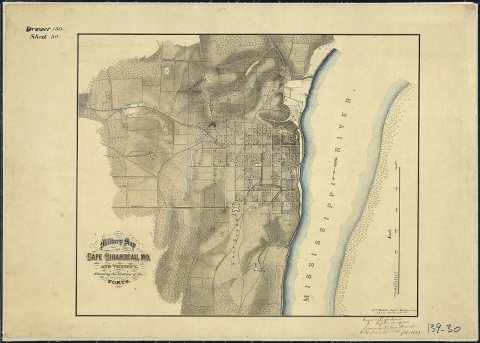 Military Map of Cape Girardeau, Mo., and Vicinity, Showing the location of the Forts. Wm. Hoelcke, Captn. & Addl.... - …