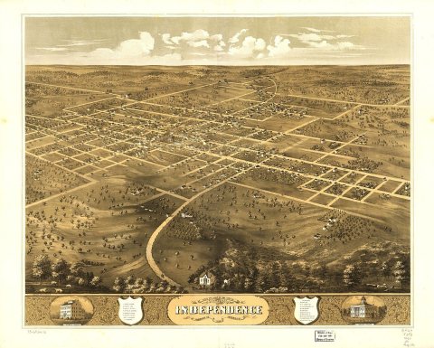 Bird's eye view of the city of Independence, Jackson Co., Missouri 1868
