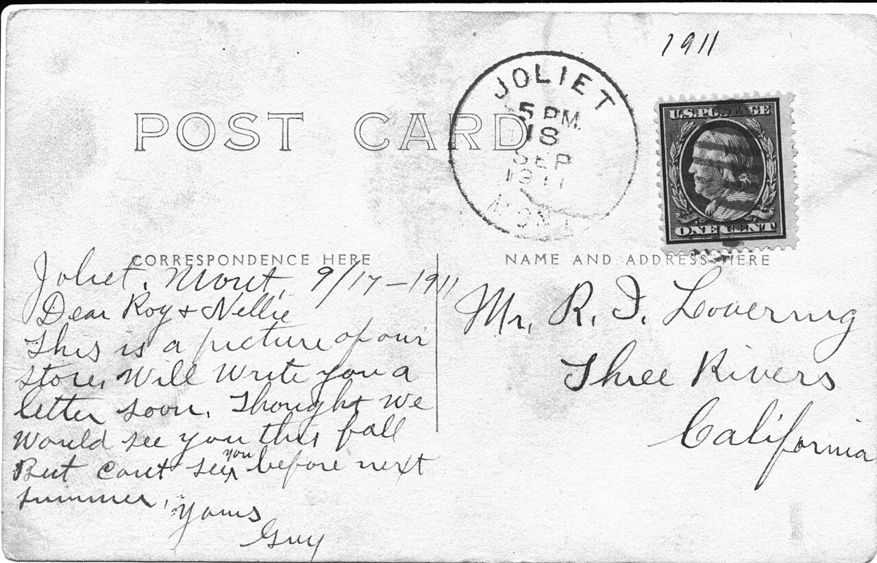 Lovering and Smith Store Joliet Montana postcard photo about 1911