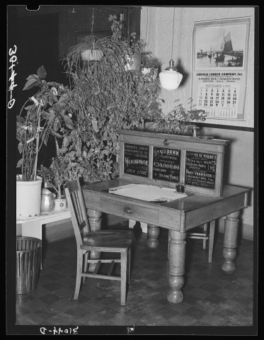 Desk in hotel. Plentywood, Montana