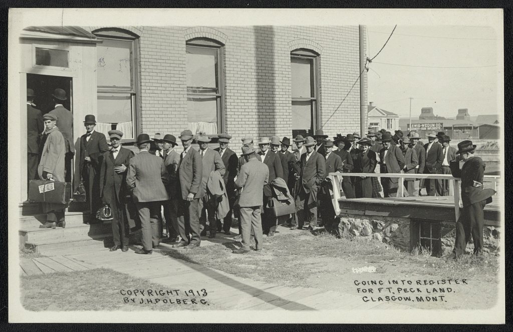 Going in to register for Ft. Peck Land