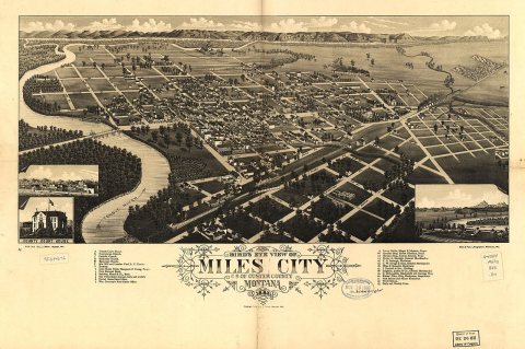 Bird's eye view of Miles City, c.s. of Custer County, Montana 1883