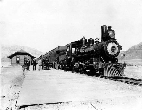 Northern Pacific train at depot, Livingston, Montana, October 7, 1895