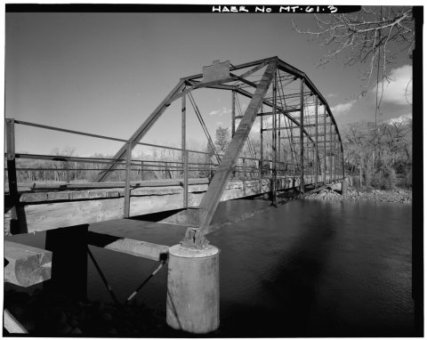 3-4 VIEW, FACING NORTHEAST - Pine Creek Bridge, Spanning Yellowstone River 10 miles South of Livingston