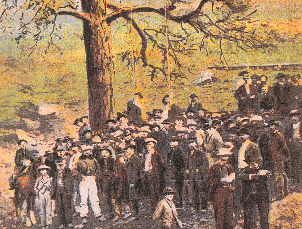 Helena Montana on 30 April 1870 ponderosa pine detail, Lynching of Compton and Wilson (cropped)