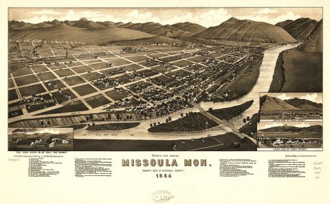 Bird's eye view of Missoula, Mon. county seat of Missoula County 1884