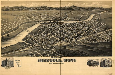 Perspective map of Missoula, Mont. county seat of Missoula County