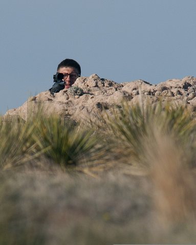 A U.S. Airman with the 90th Security Forces Group Tactical Response Force keeps an eye on simulated opposition forces o…