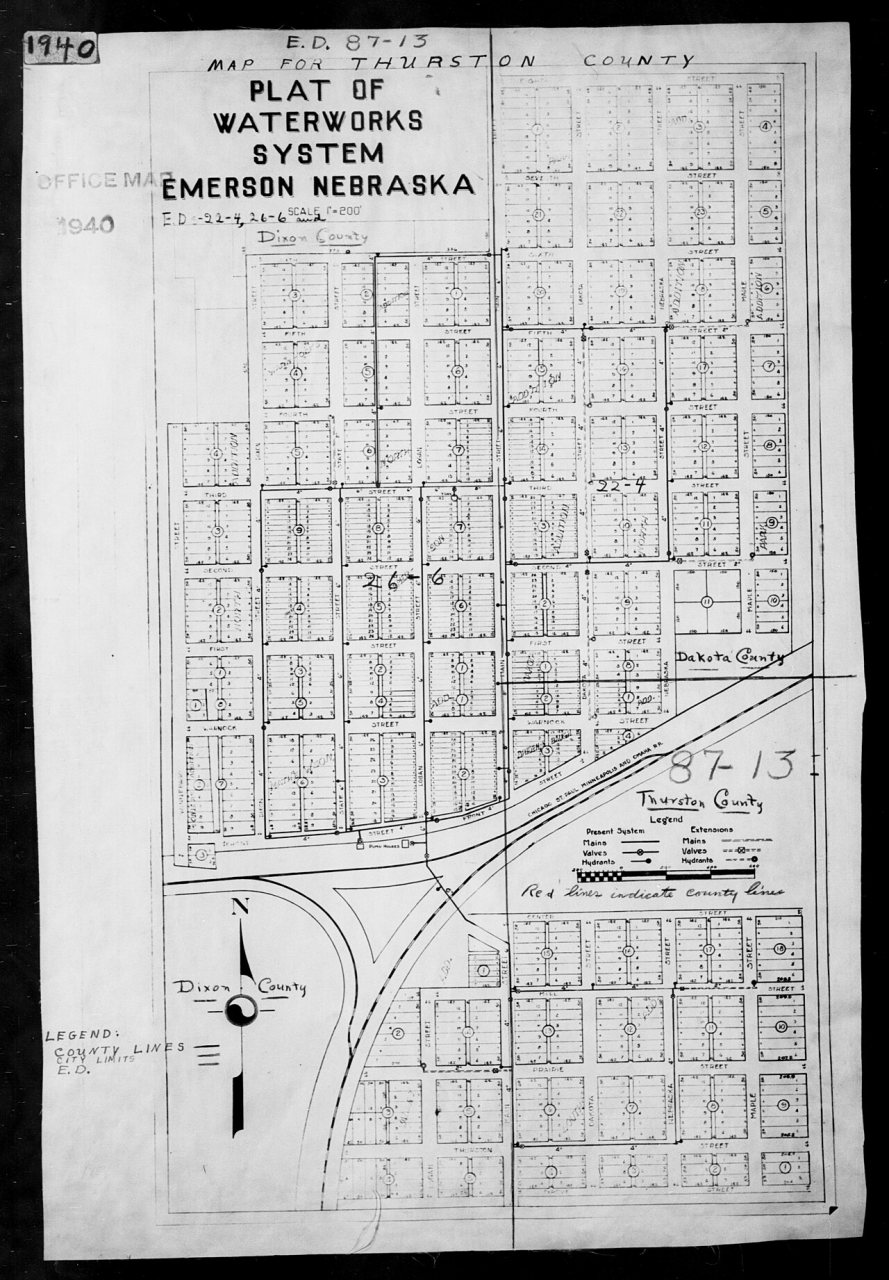 1940 Census Enumeration District Maps - Nebraska - Thurston County - Emerson - ED 87-13