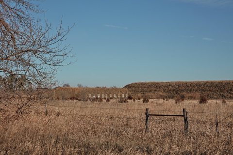A remnant of the Cornhusker ordnance plants and earthen bunkers, built beginning in 1942 near the town of Alda, outside…