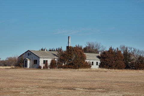 A remnant of the Cornhusker ordnance plants and earthen bunkers, built beginning in 1942 near the town of Alda, outside…
