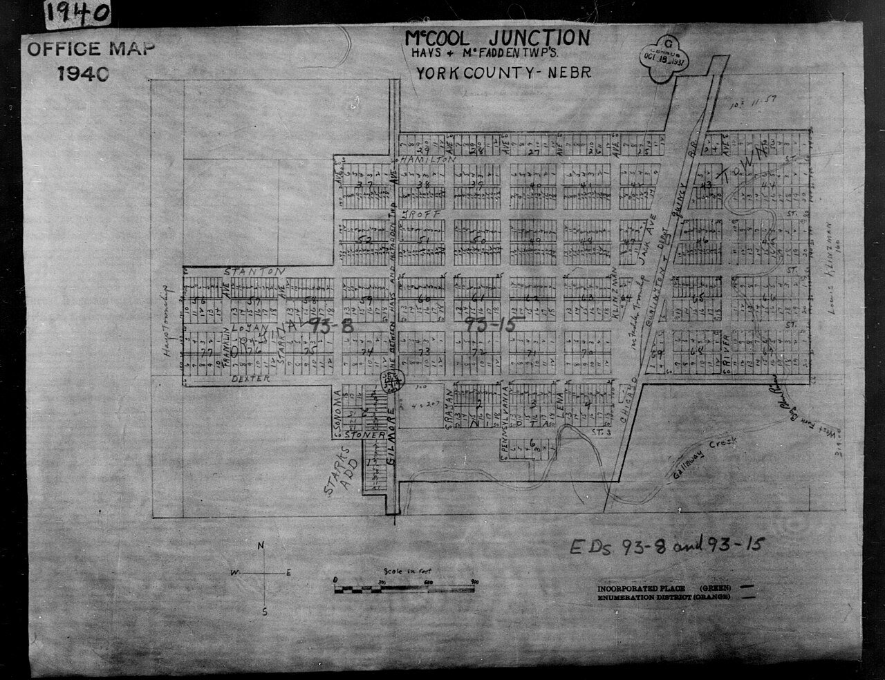1940 Census Enumeration District Maps - Nebraska - York County - McCool Junction - ED 93-8, ED 93-15