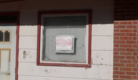 Fairfield, Nebraska 5 x D SW condemned sign