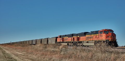 A long, long, heavily laden coal train passes outside Cairo (pronounced "CARE-roh"), a small town northwest of Grand Is…