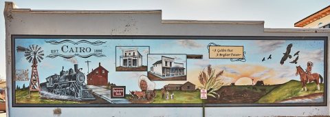 A mural by local art teacher Sarah Swartzendruber