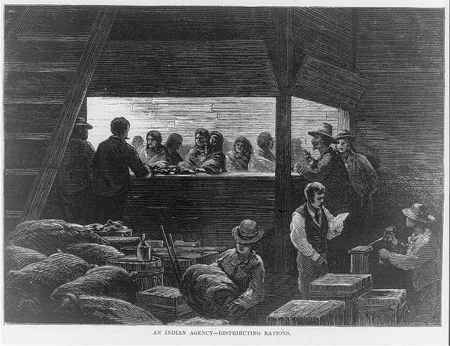 An Indian agency - distributing rations