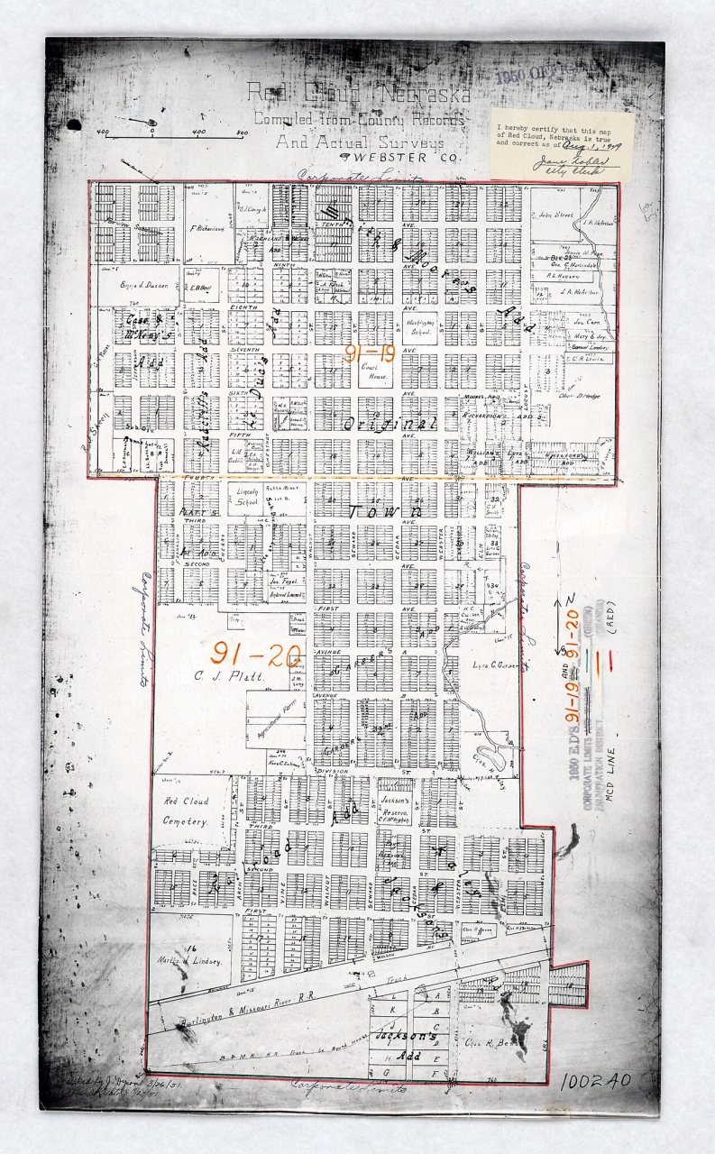 1950 Census Enumeration District Maps - Nebraska (NE) - Webster County - Red Cloud - ED 91-19 to 20