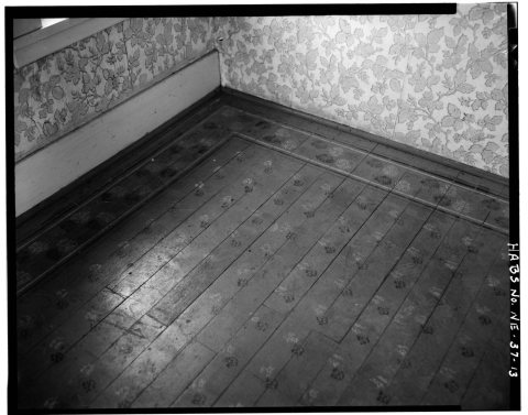 DECORATED FLOORING AT NORTHEAST CORNER OF ROOM 21 - Reuel Nims Store, South terminus of Parkview Street