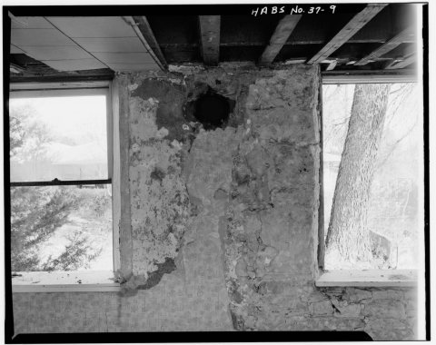 FLUE BREACHING FOR STOVE, EAST WALL OF ROOM 12 - Reuel Nims Store, South terminus of Parkview Street