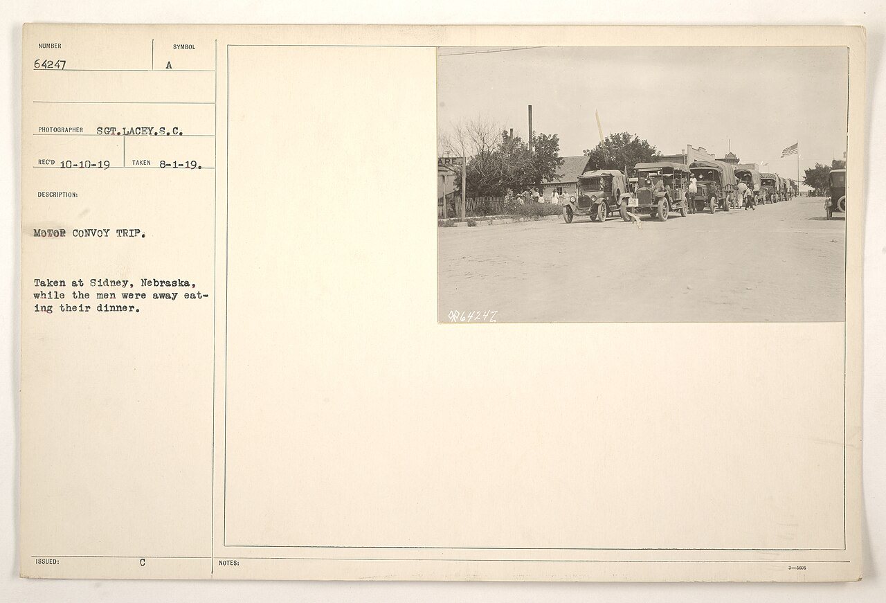 MOTOR CONVOY TRIP. Taken at Sidney, Nebraska, while the men were away eating their dinner