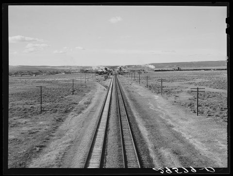 Southern Pacific track approaching Wells, Nevada