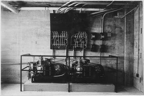 "Dual compressor installation serving cooling system, Government Administration Building, Boulder City, Nevada."