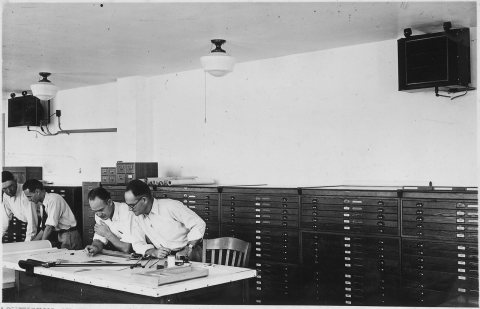 "Cooling units as installed in the office engineer's drafting team, Government Administration Building, Boulder City, N…