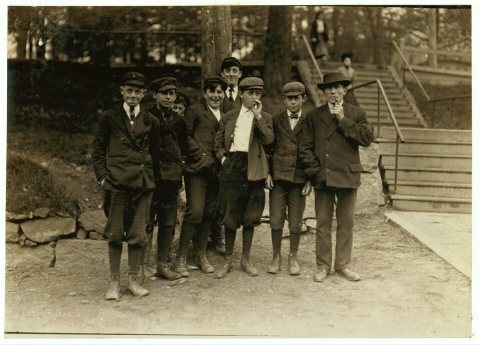 Smallest boy does not work in the mill. The rest do. Great Falls Mfg. Co