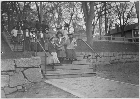 Young girls going to work after noon hour, in Great Falls Mfg. Co. I saw a number smaller and younger than these