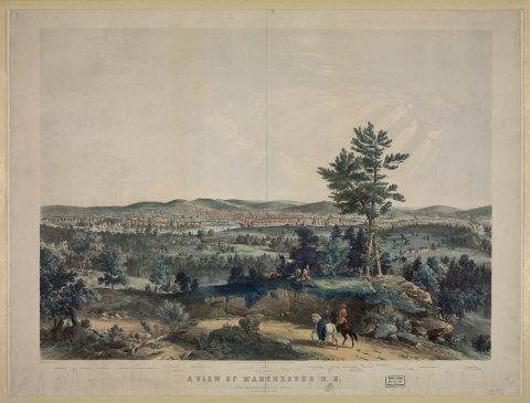 A view of Manchester, N.H. - lith. of Endicott & Co., N.Y. ; Composed from sketches taken near Rock Raymond by J.B. Bac…