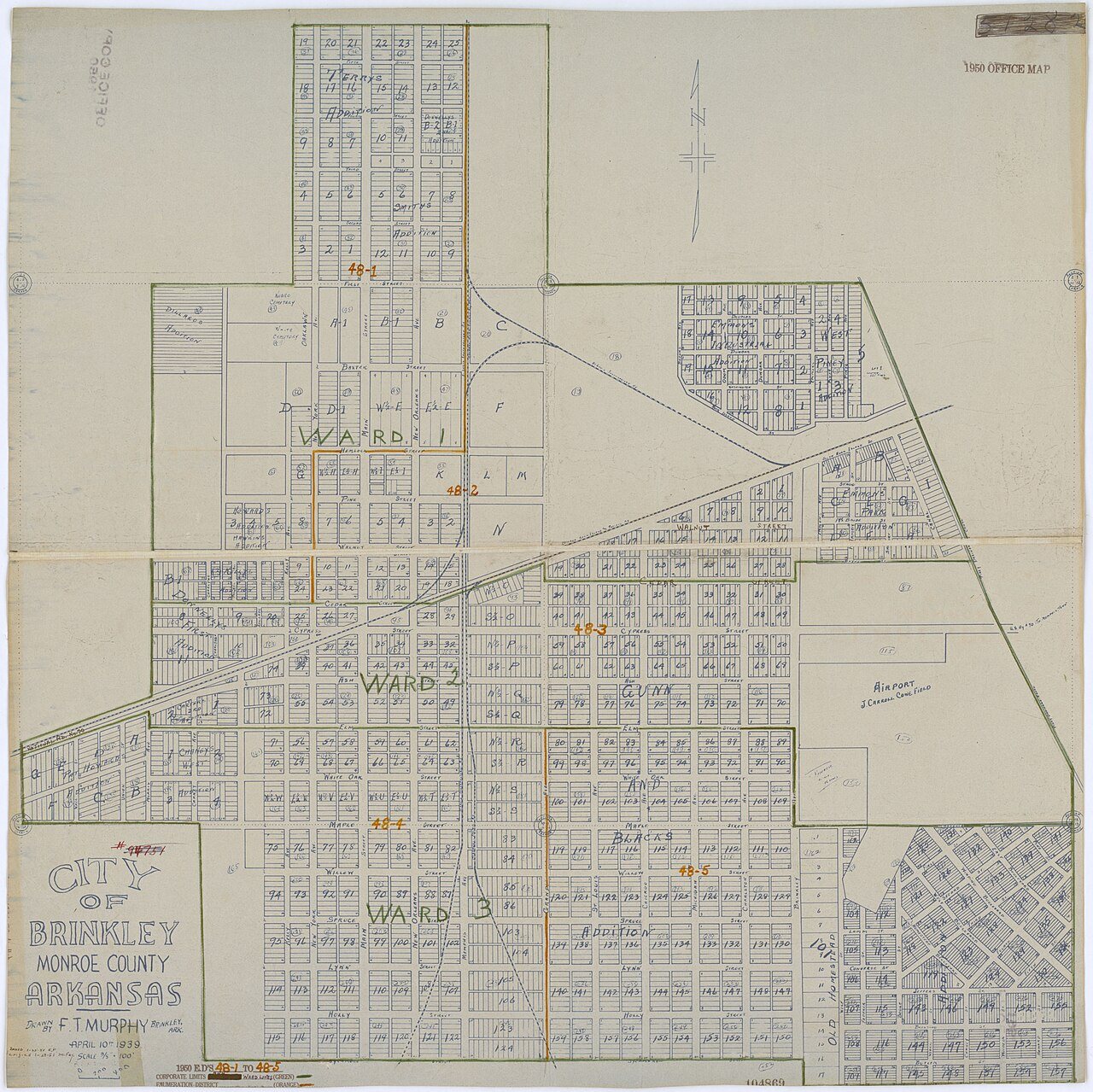 1950 Census Enumeration District Maps - Arkansas - Monroe County - Brinkley - ED AR 48-1 to 5