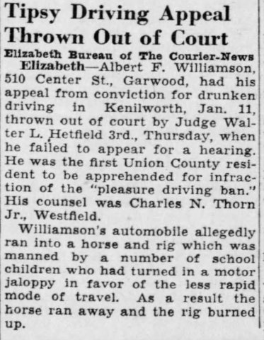 Albert F. Williamson in The Courier-News of Bridgewater, New Jersey on January 29, 1943