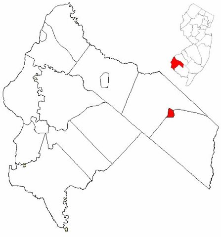 Map of Salem County highlighting Elmer Borough