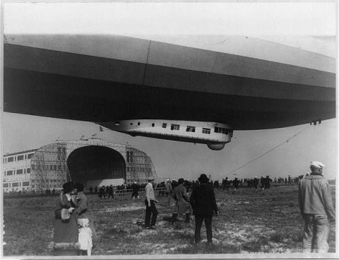 The ZR-3 at home! World's biggest dirigible at Lakehurst. Partial view of the ZR-3--at the U.S. Naval Air Station