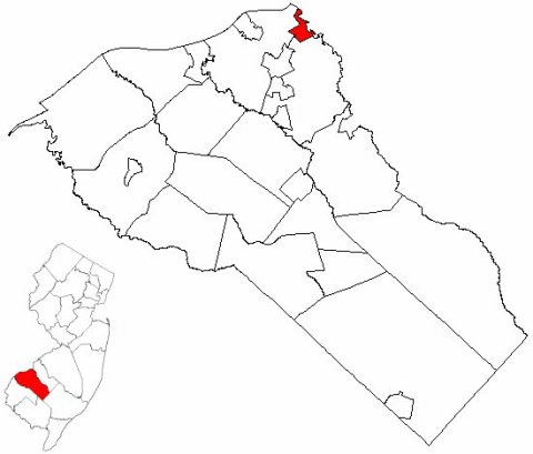 Map of Gloucester County highlighting Westville Borough