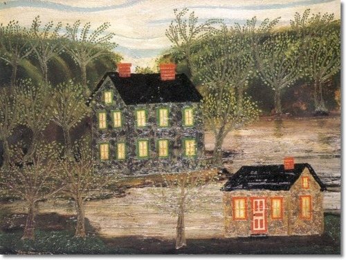 Houses By A Stream Lambertville by Joseph Pickett