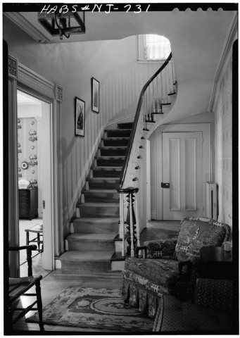 February 1963 STAIR AND HALL FROM EAST-FIRST FLOOR - John G. Reading House, 151-153 Main Street