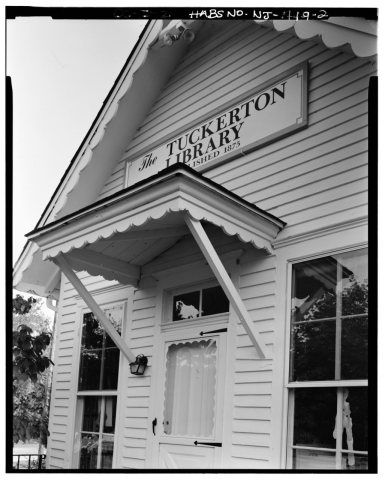 DETAIL OF ENTRY ON NORTH FACADE - Tuckerton Library, 380 Bay Avenue