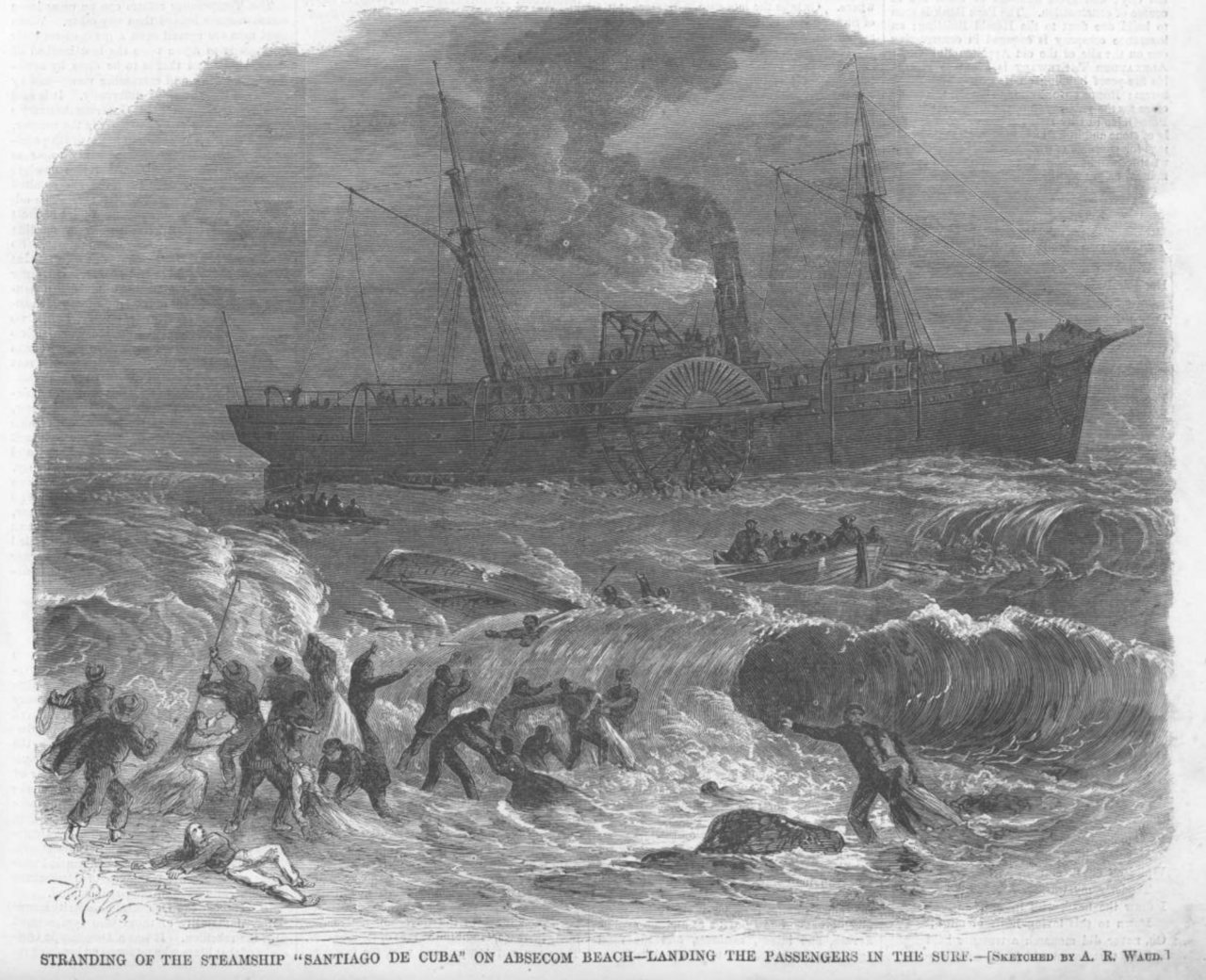 Steamship Santiago de Cuba grounded on Abescom Beach, New Jersey