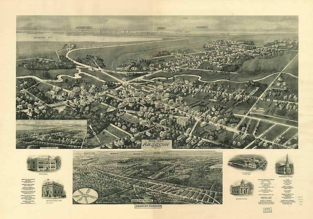 Aero-view of Absecon, New Jersey 1924